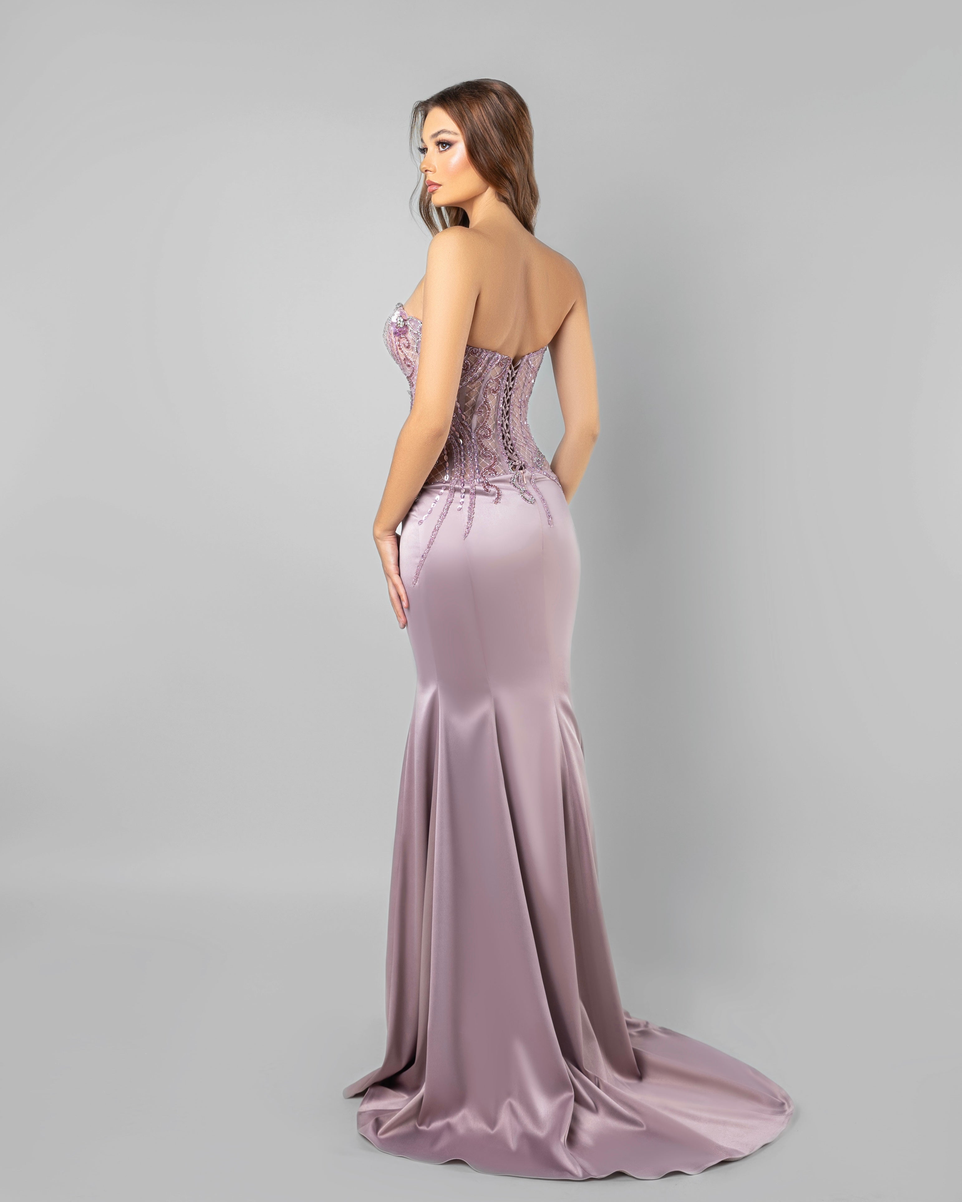 3D Floral Pink Satin Dress