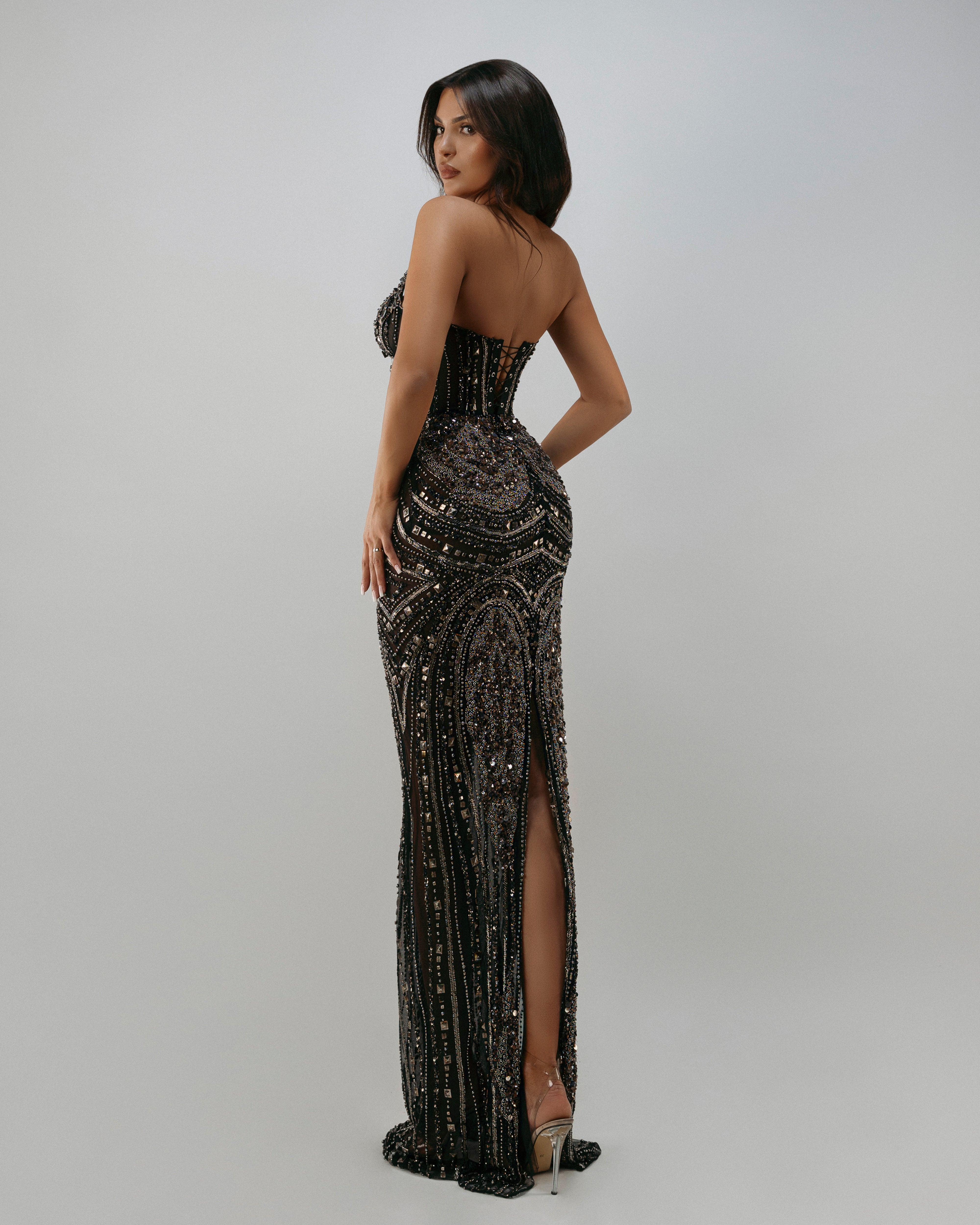 Black Bead embroidered handmade dress